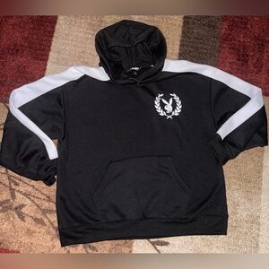 PLAYBOY Black Hoodie with White Sleeve Stripes- Size Large New